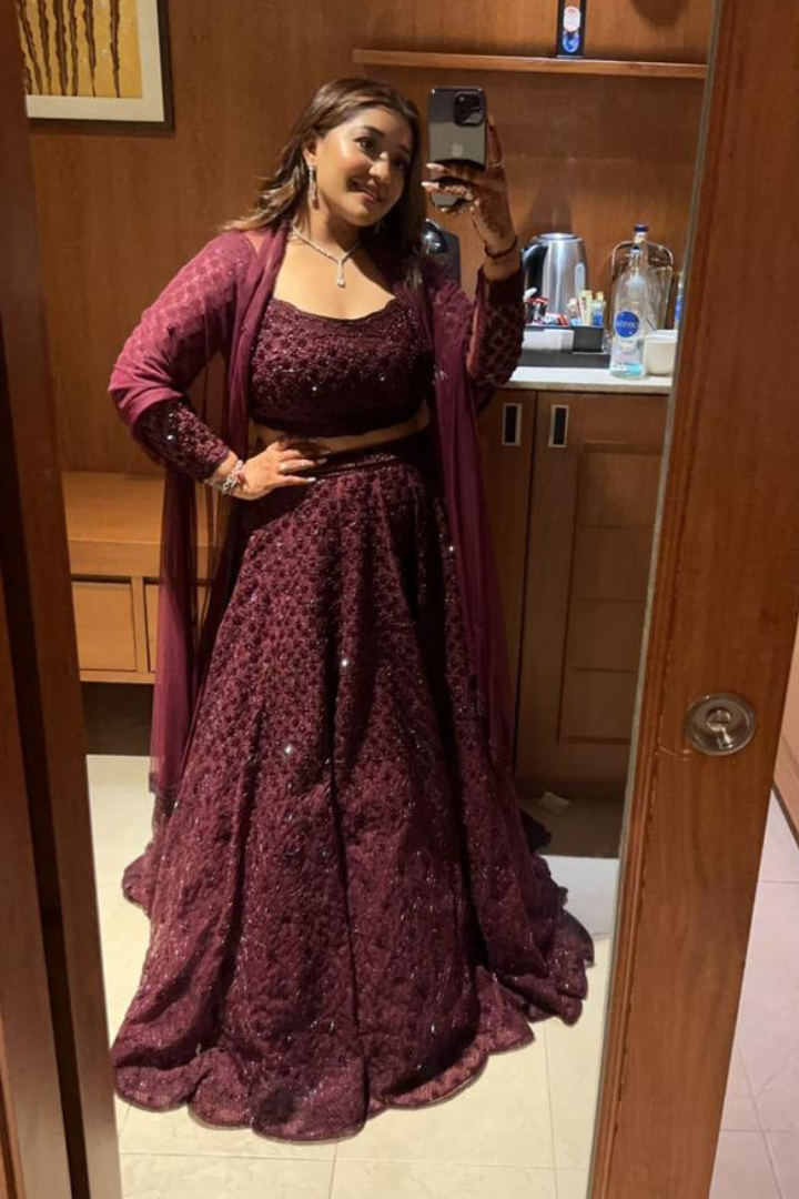 Maroon Bridal Embellished Blouse With Embellished Lehenga And Dupatta