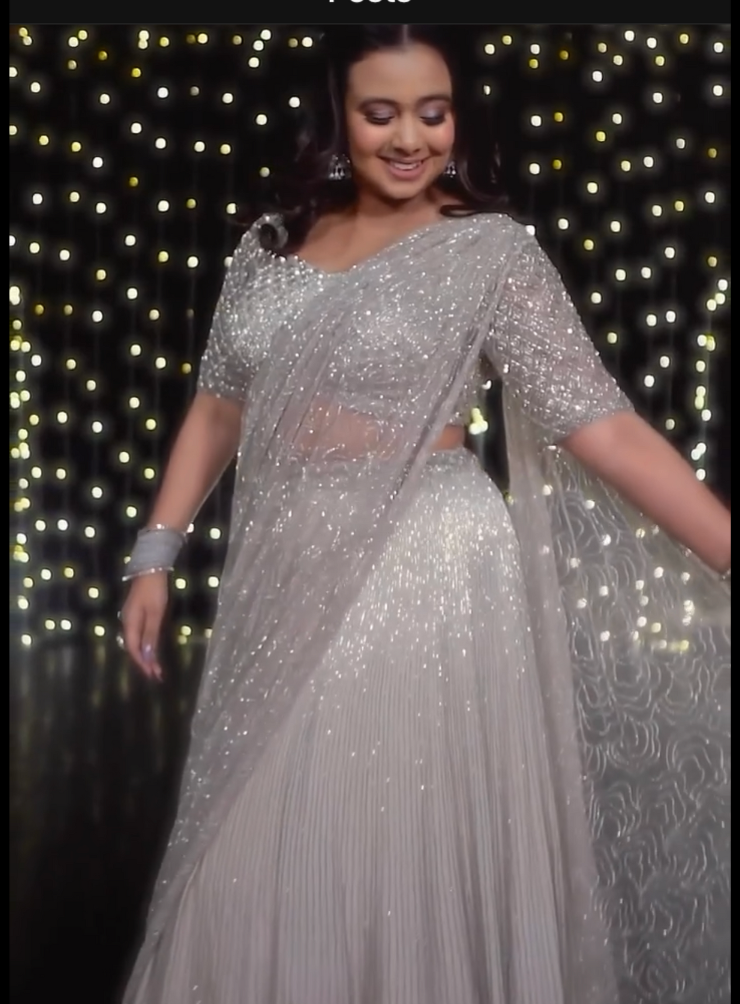 Nicole Concessao in our Silver Embellished Lehenga