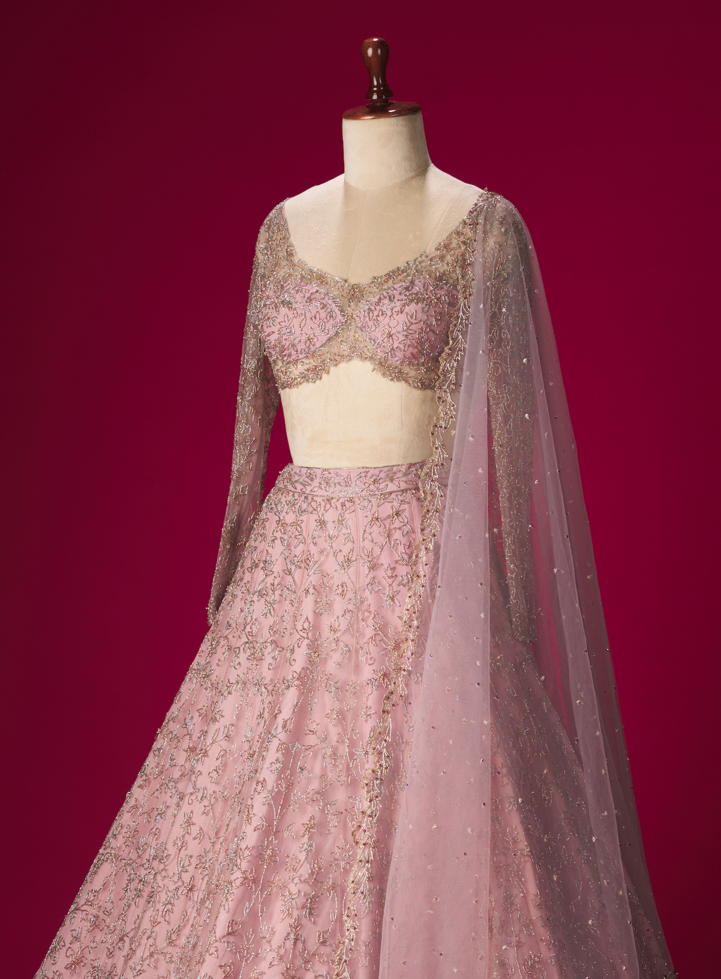 Blush Pink Cutdana Work Lehenga Set