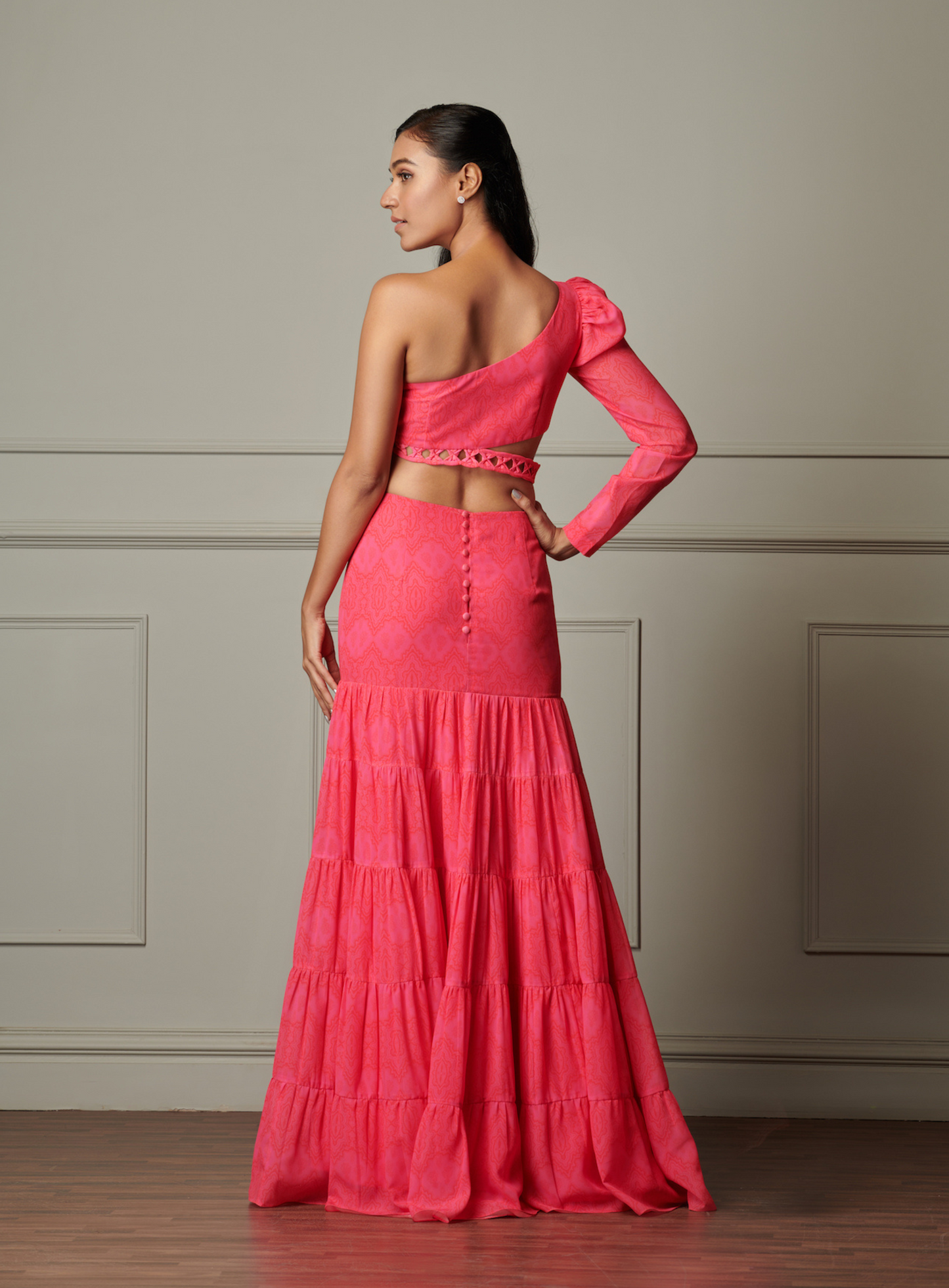 Hot Pink Tube Top With Tiered Skirt