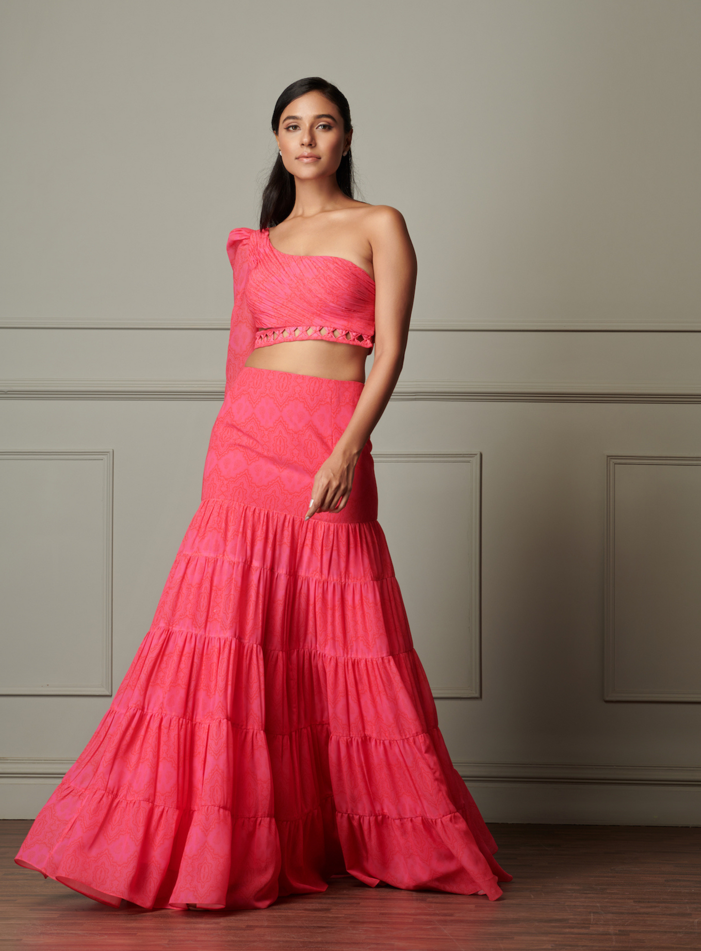 Hot Pink Tube Top With Tiered Skirt