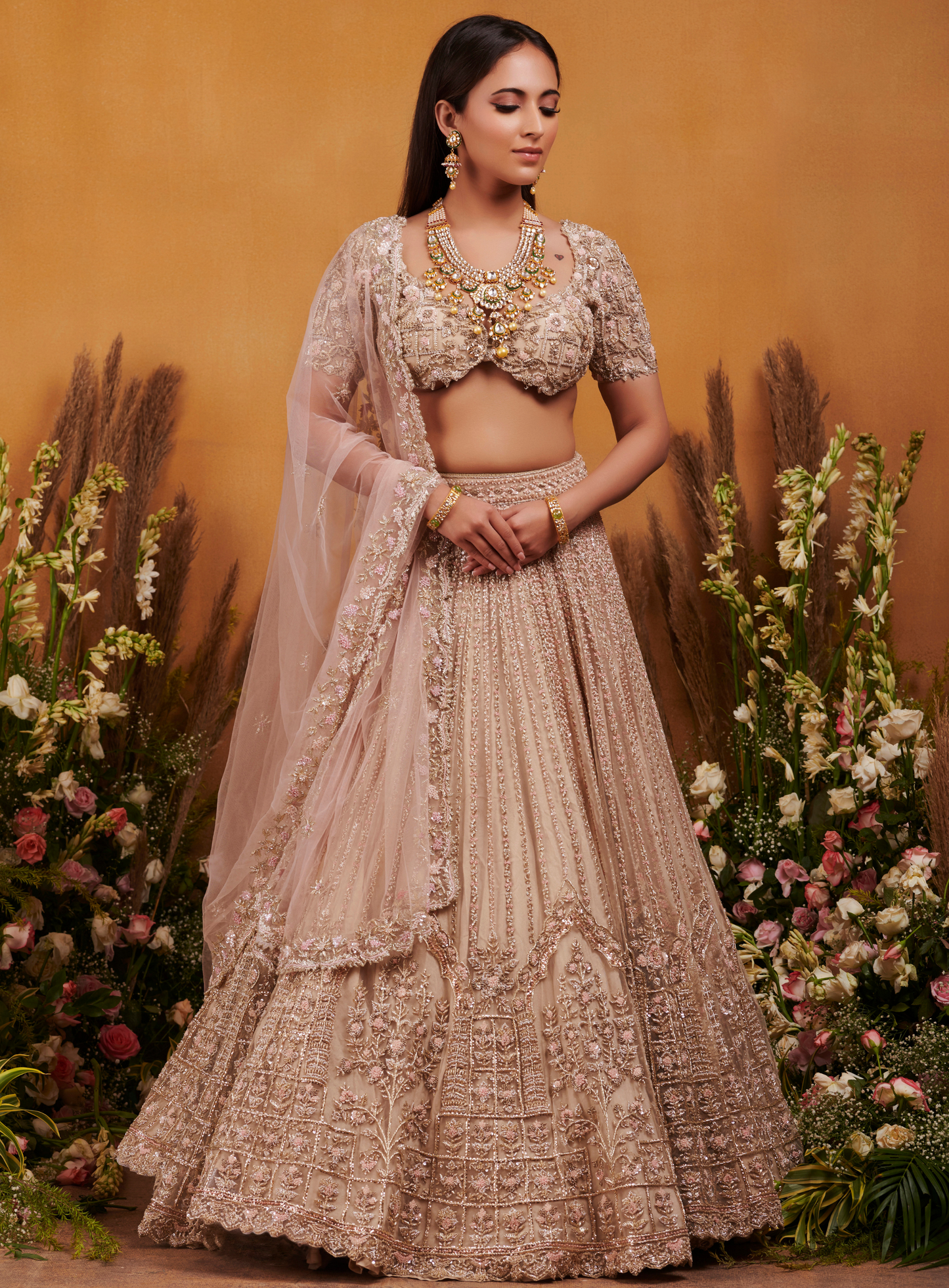 Ivory Gold Hand Embellished Lehenga