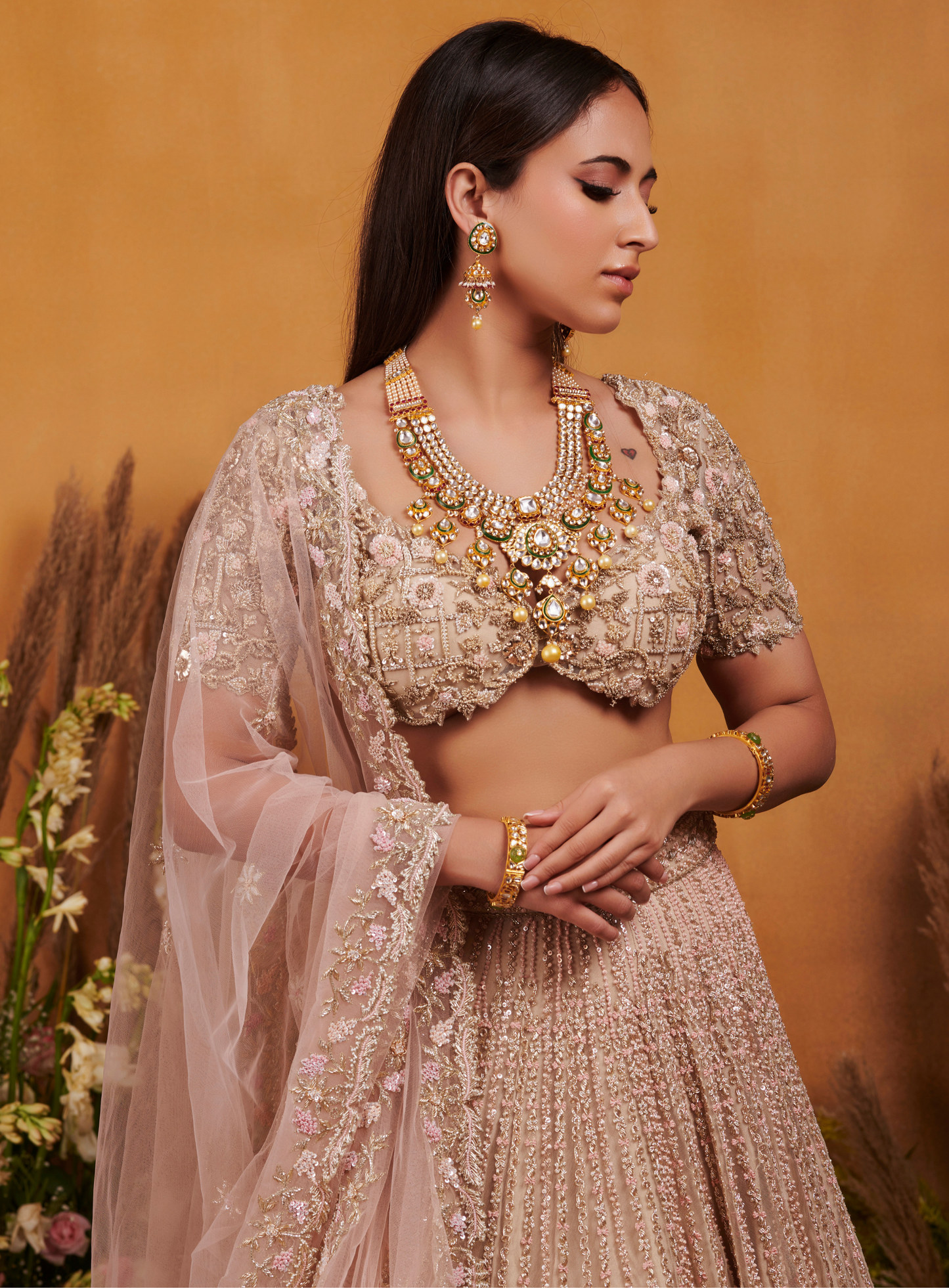 Ivory Gold Hand Embellished Lehenga