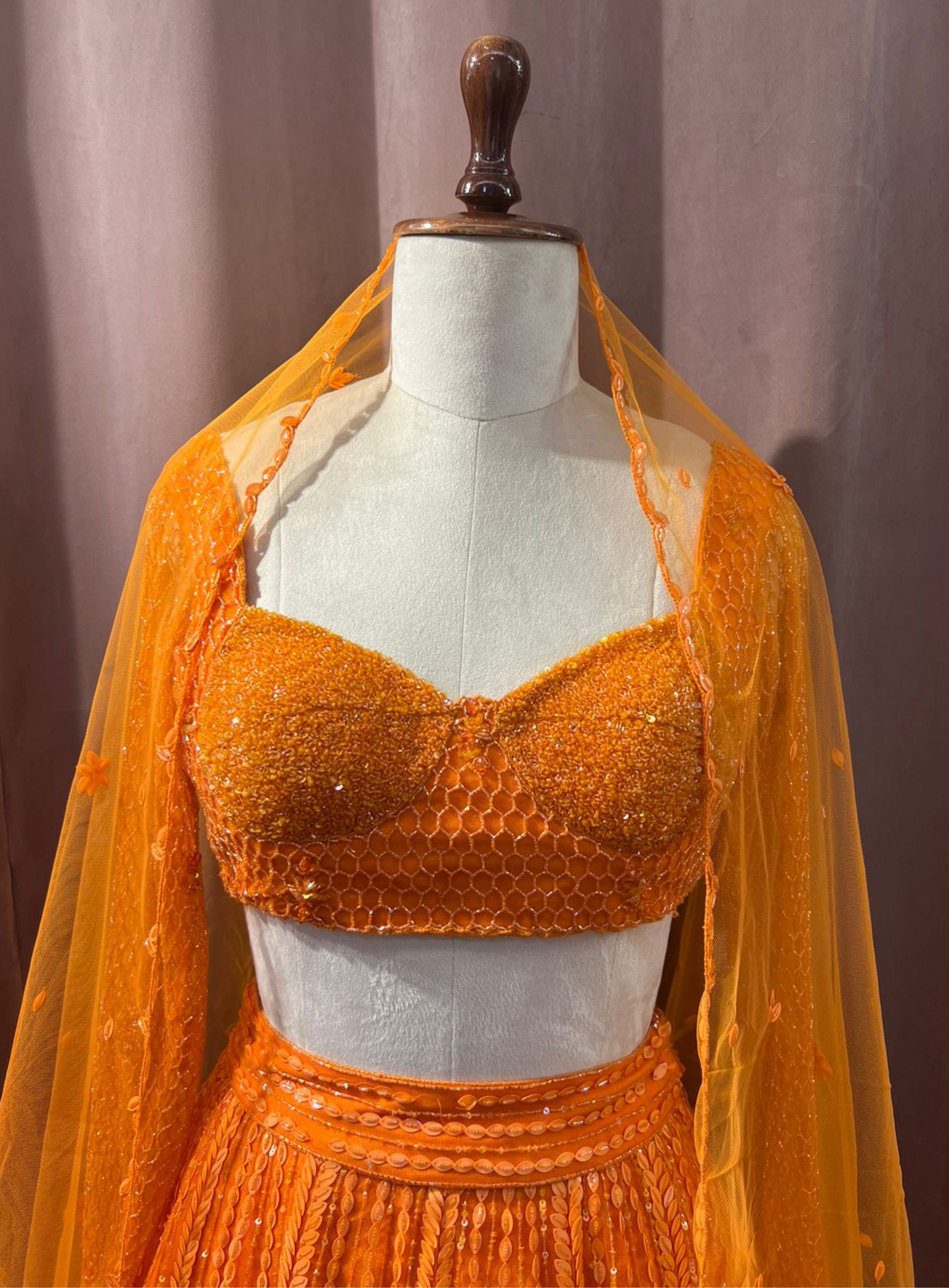 Orange Candy Sequin Lehenga