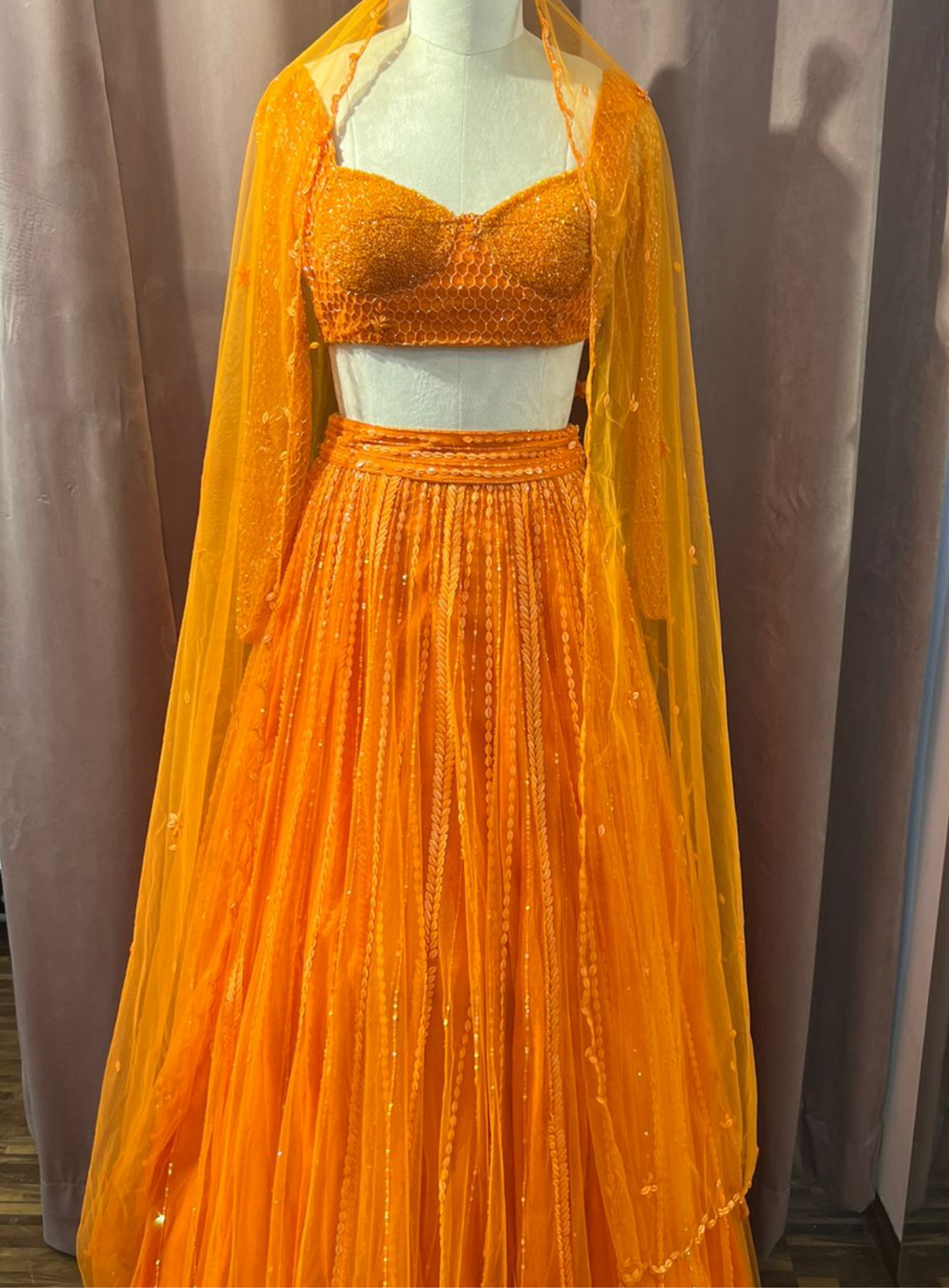 Orange Candy Sequin Lehenga