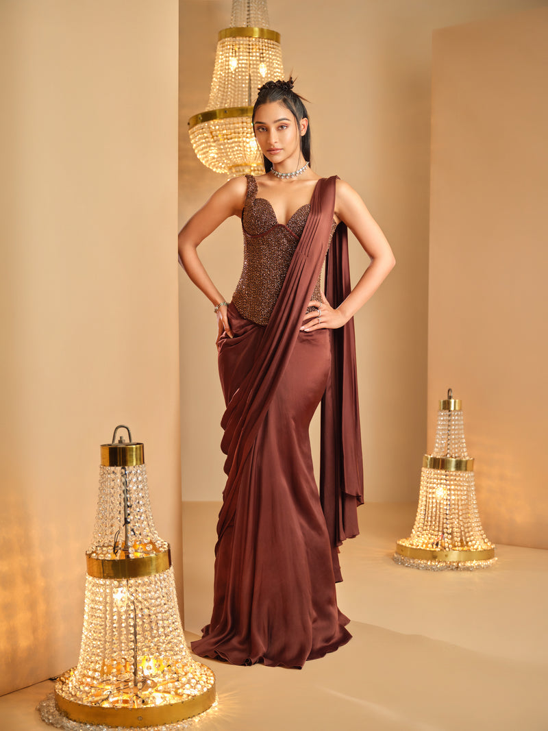 Chamkila Chokletii Corset and Drape Saree