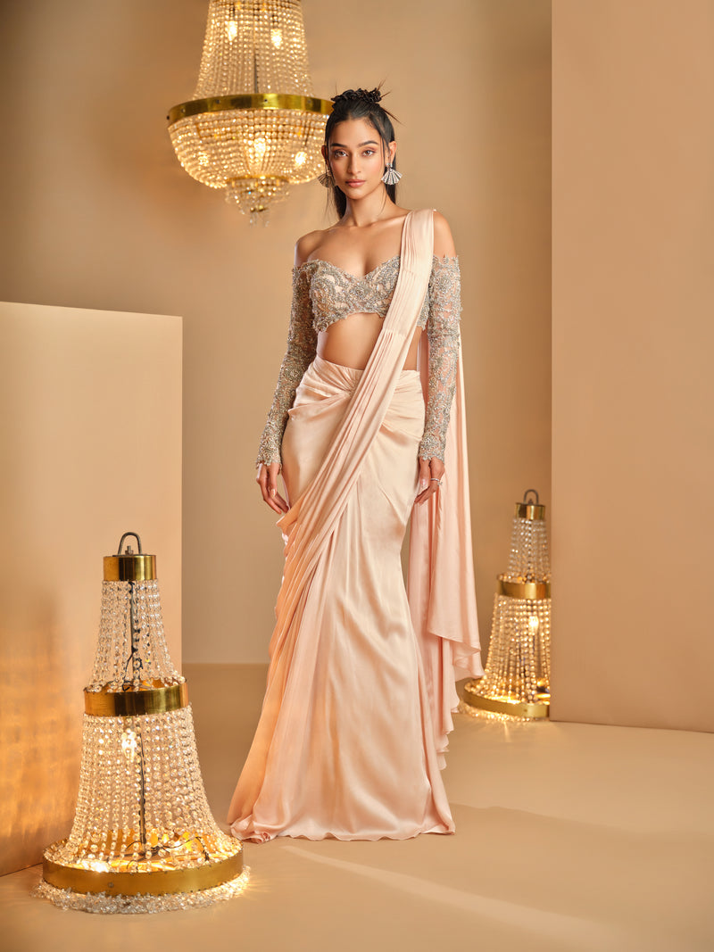 Chamkila Feeka Gulabi Blouse with Draped Saree