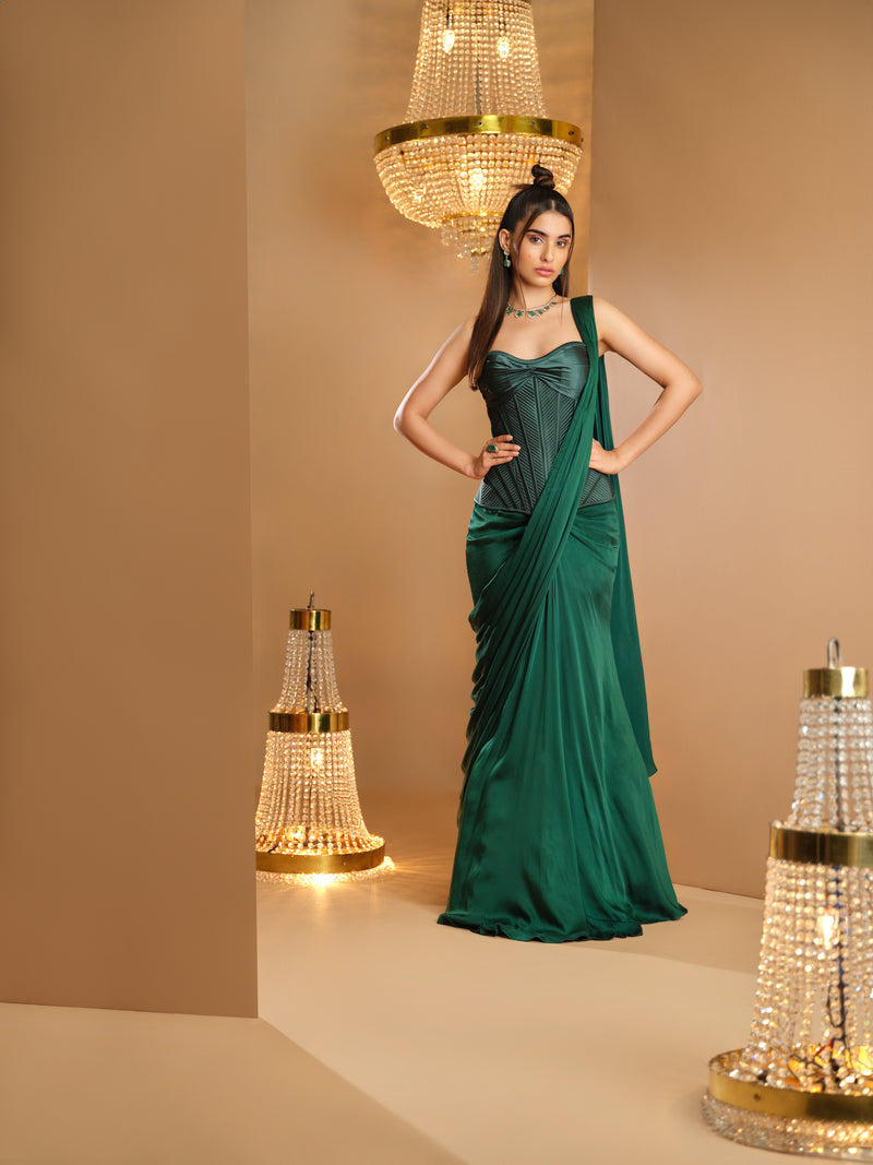 Panna Corset and Drape Saree