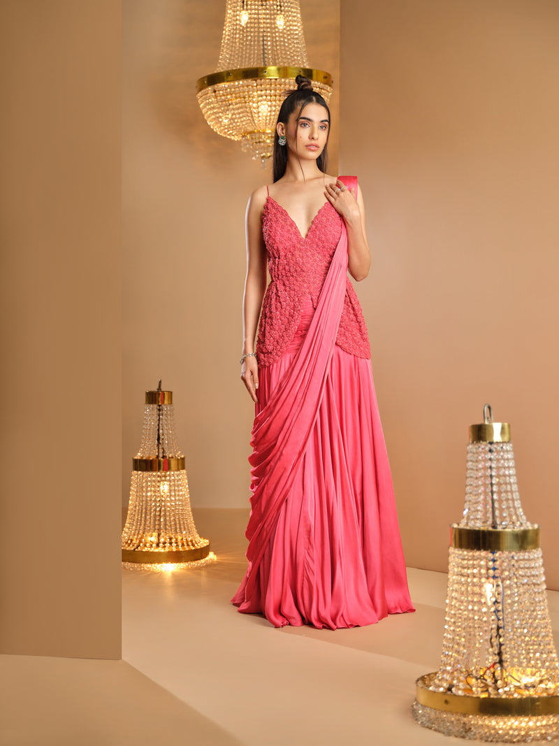 Gajari Embellished Corset & Draped Saree