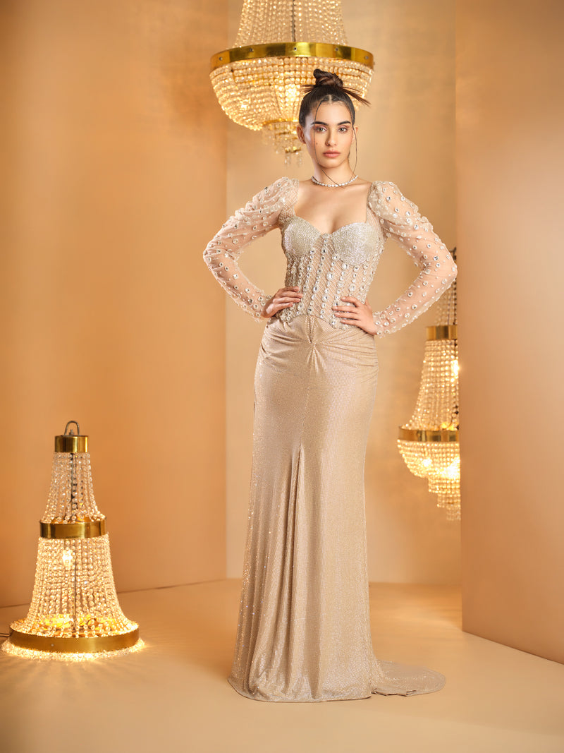Heera Full Sleeves Corset & Draped Skirt