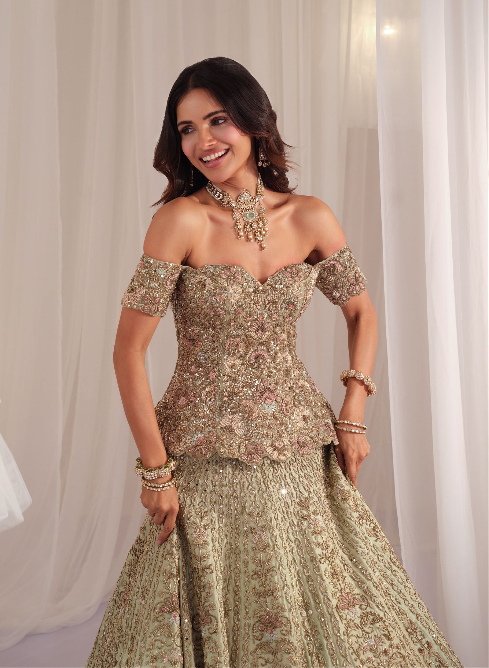 Corset Lehenga for the Reception: Styling a Second Bridal Look