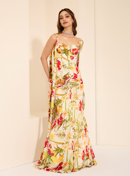 Ivory Blossom Corset with skirt and stole