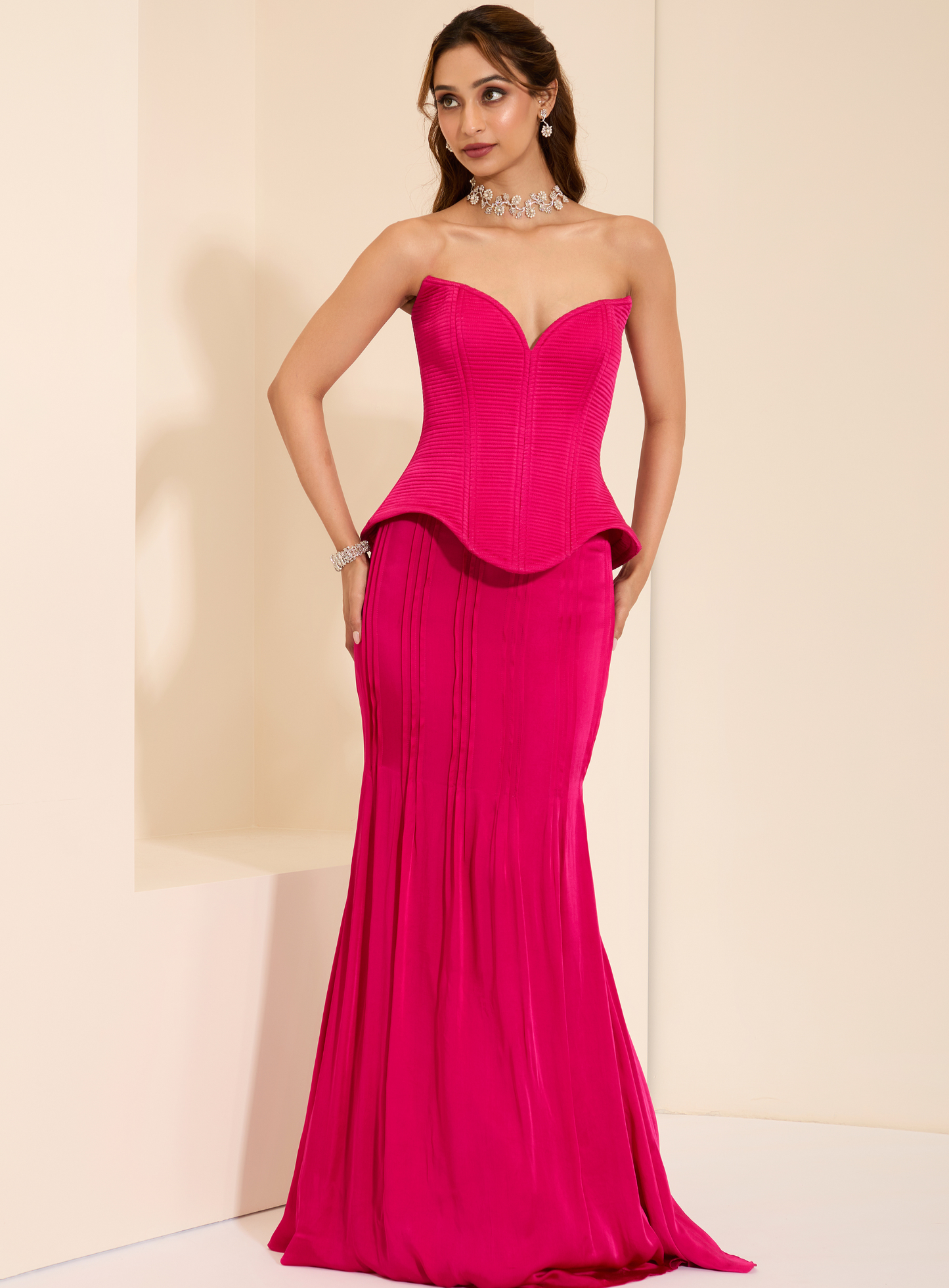 Fuchsia Flames Corset and Drape