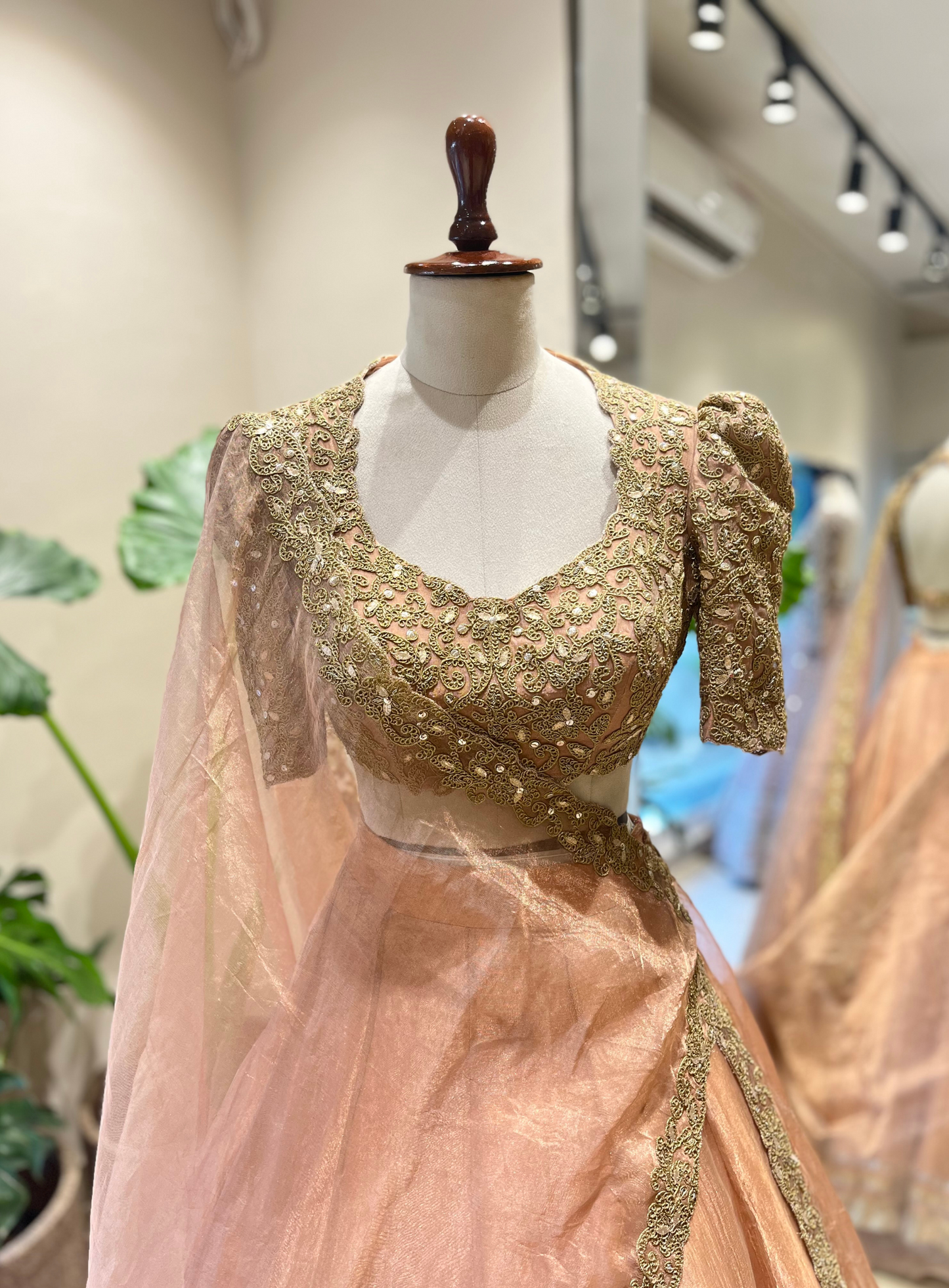 Peach Marodi embroidered Lehenga