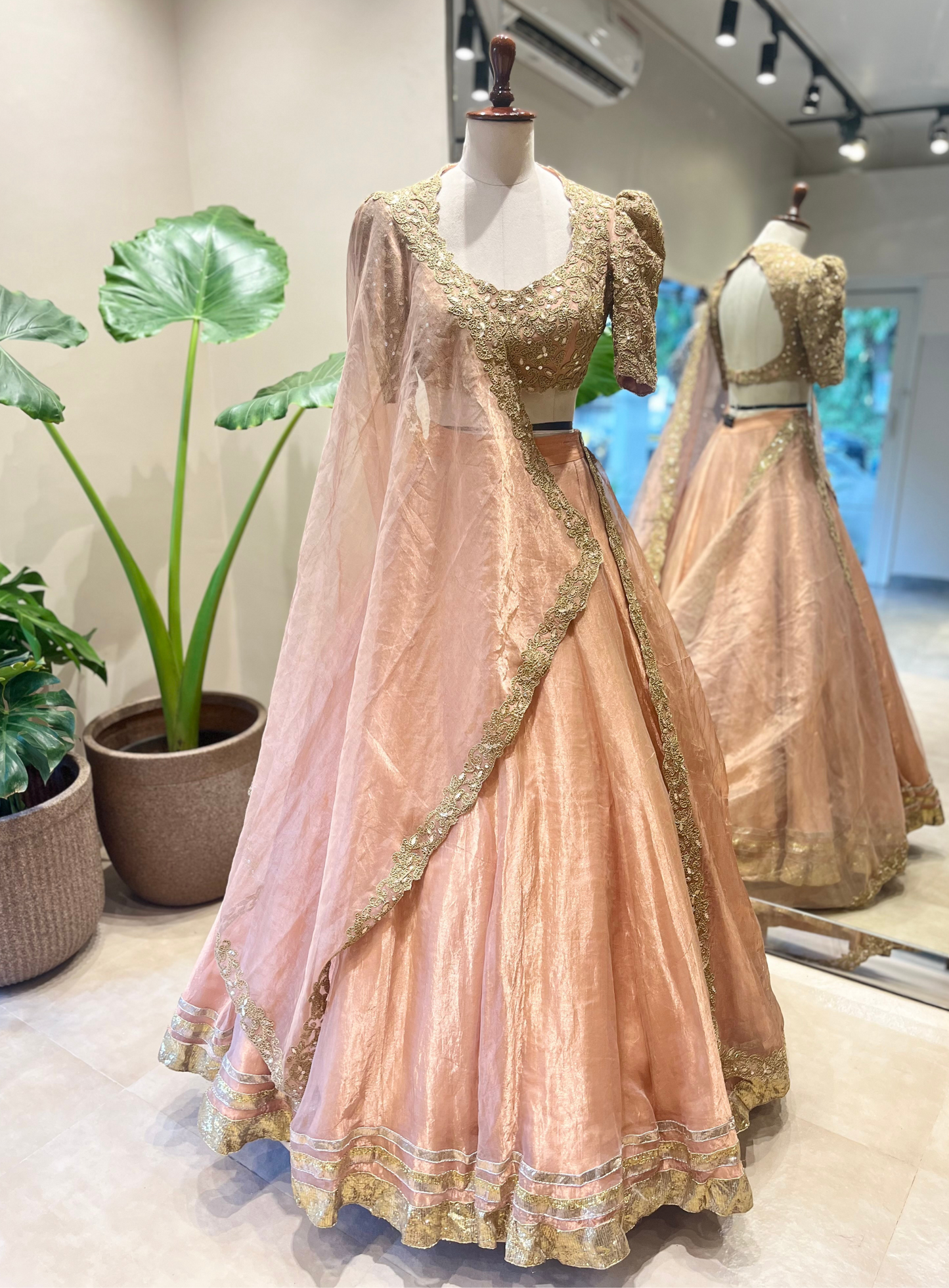 Peach Marodi embroidered Lehenga