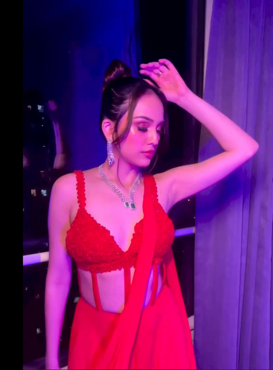 Mausam Gandhi in our Red Cut Out Corset Drape